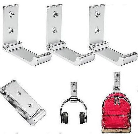 Set mit 6 Wandhaken aus Aluminiumlegierung, 8,5 x 2,5 x 7,5 cm, klappbarer Haken - silber.