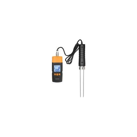 Humidimètre numérique 3-en-1 pour bois de chauffage, analyseur de teneur en eau pour bois de chauffage, température ambiante + humidité + testeur d'humidité du bois avec sonde extra longue pour bois d (1/5)