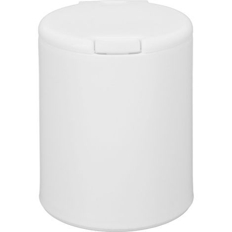 Boîte de rangement ronde pour cotons-tiges, pot distributeur anti-poussière avec couvercle à bouton, récipient compact pour pastilles démaquillantes et élastiques (1/5)