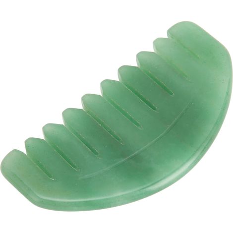 Peigne de massage portable en pierre de jade Gua Sha pour le cuir chevelu, les bras et les jambes. Soin du cuir chevelu relaxant. Peigne de massage Gua Sha pour la tête, les bras et les jambes. (1/5)