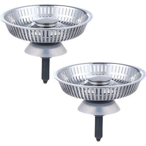 Bonde Evier Acier Inox 88mm avec Tamis Universel Hauteur Reglable (1/4)