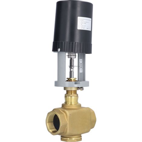 Vanne motorisée électrique 2 voies en laiton DN32, régulation automatique AC 220V, raccord BSP, usage industriel, contrôle de débit précis. (1/5)