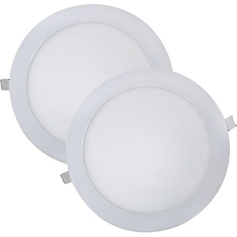 Spot LED extra-plat rond Blanc Puissance d'éclairage 18 W (1480 lm) 6000 K (lumière froide) Moderne Pack de 2 blanc (1/5)