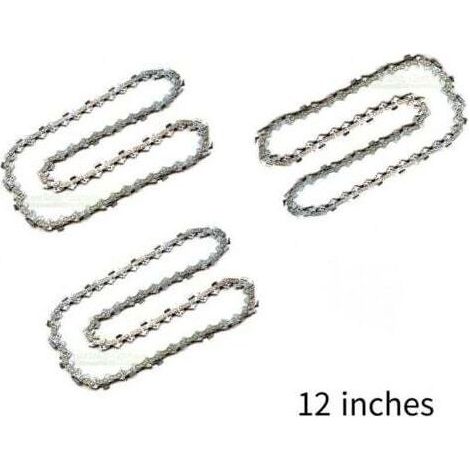Lot de 3 Chaîne de Tronçonneuse pour Guide-Chaîne de 12" (30 cm), 45 Maillons d'Entraînement, Compatibles avec Dolmar, Echo, Bosch, Einhell et (1/4)