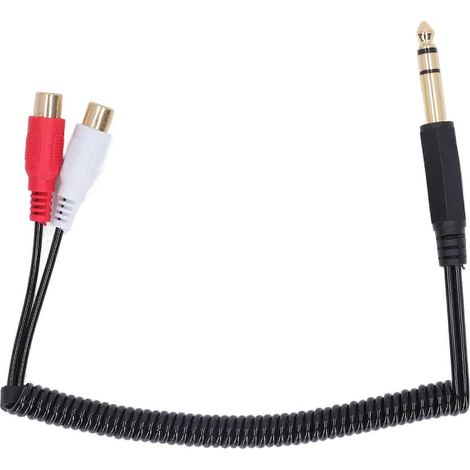 Câble audio RCA femelle vers Jack 6,35mm mâle, ressort spiralé, stéréo 2 canaux gauche/droit, Y-câble 6,35 vers RCA (1/5)