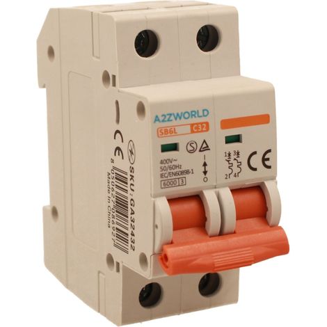 MCB Interruttore Magnetotermico Automatico Curva C 2P 2M 6000A C32A AC 400V IP20 IEC60898-1 SB6L