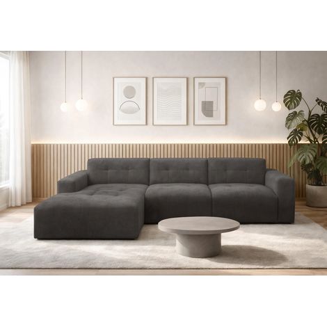 AX LIVING Couch in L Form Corlu Sofa Dunkelgrau für Wohnzimmer 310cm L