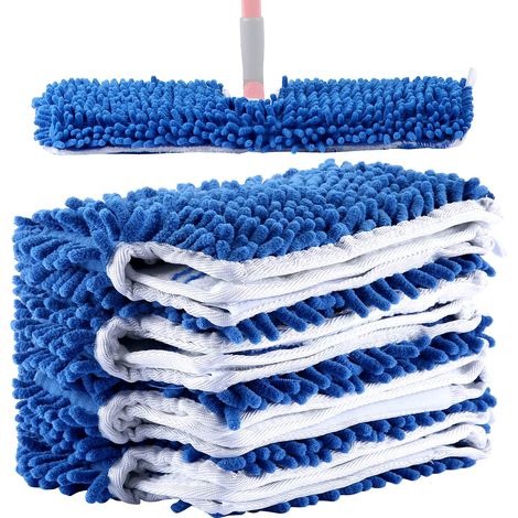 Packung mit 4 Mikrofaser-Moppbezügen, kompatibel mit dem O-Cedar Dual Action Mopp, Ersatzmoppköpfe für Nass-/Trockenreinigung, maschinenwaschbar.
