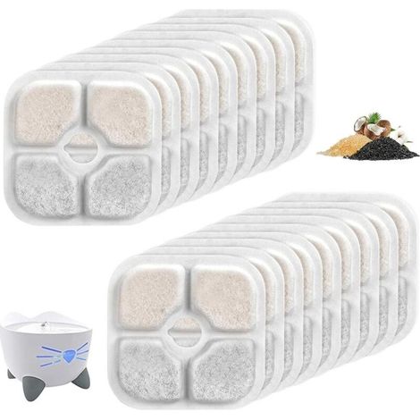 18 filtres fontaine chat Catit, triple filtration, charbon + résine, 2,5–3 L. (1/4)