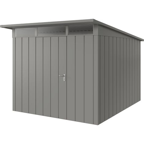 Hörmann Metall-Gerätehaus "Juno" mit Pultdach, JPD11 - Modern, 262 x 310 cm (B x T), graualuminium, 1-flüglige Tür, Anschlag links (1/5)