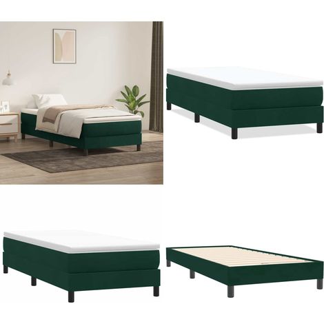 vidaXL Boxspringbett ohne Matratze Dunkelgrün 80x220 cm Samt (1/5)