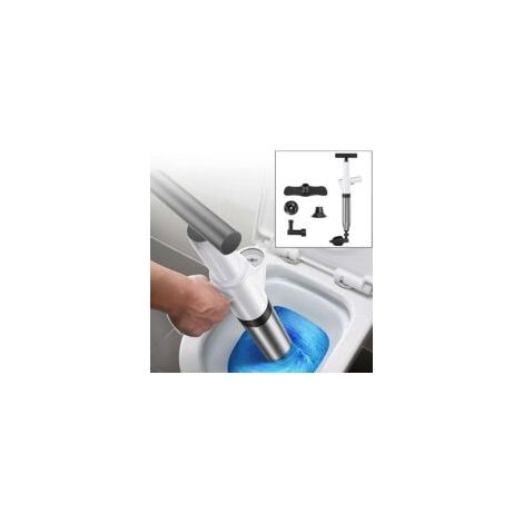 Hochdruck-Toilettenreiniger mit 4 austauschbaren Aufsätzen, pumpenbetriebener Toilettenreiniger, Abflussreiniger für Toiletten, Waschbecken, Bodenabläufe, verstopfte Rohre und Badewannen (Weiß) - Crez (1/4)
