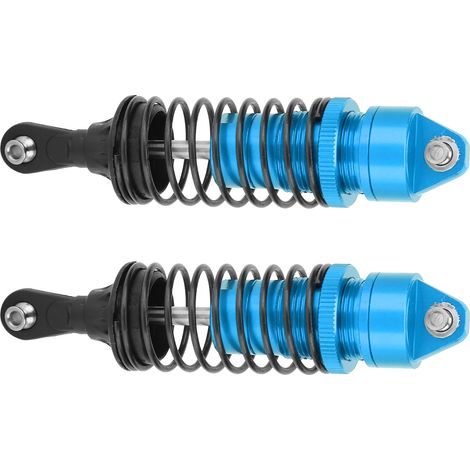 2 Pièces Amortisseurs Métalliques Bleus 100mm pour TRAXXAS SLASH 2WD, Amortisseurs Améliorés pour Voiture RC (1/5)
