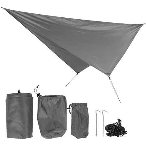 Abri de camping 360x290cm imperméable multifonction toile losange ombrage plage gris (1/5)