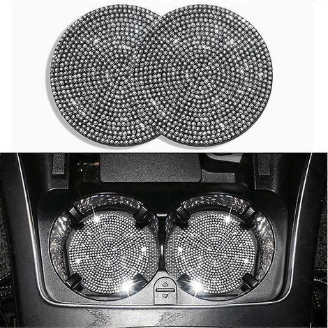 Accessoires de voiture Bling Crystal pour femmes, porte-gobelet, sous-verre, 2 pièces-White (1/3)