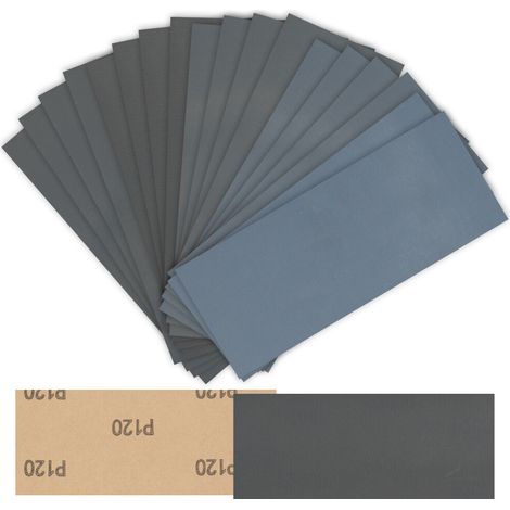 Lot de 60 feuilles abrasives à l’eau et à sec, grains P80 à P3000, 230 × 93 mm env. (1/5)