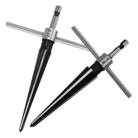 2pcs Convenient Taper Reamer with T-Handle Steel Reamer for Drilling 3-13mm Hole and 5-16mm Hole with Hex Shank for Guitar Woodworker Drilling Tool (1/5)