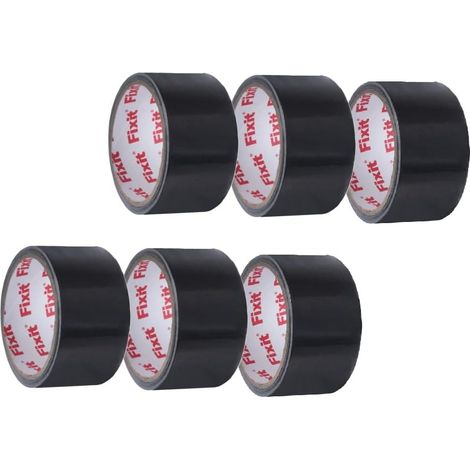 Ruban adhésif aluminium noir - Lot de 6 - Aluminium renforcé - Étanchéité et réparation durable - Toiture et gainages - 48 mm x 10 m (1/2)