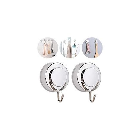 TAISHENGDA Lot de 2 Crochets à Ventouse en Métal – Fixation Forte, Sans Perçage, pour Salle de Bain et Cuisine