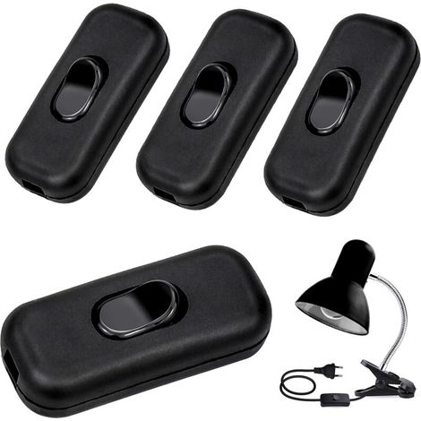 Interrupteur à Touche Basculante, 4 Pièces Inline Interrupteur Bi-polaire En ligne Cordon Interrupteur 6A, 250V Interrupteur À Bascule pour Petit Appareil ou Lampe(Noir)