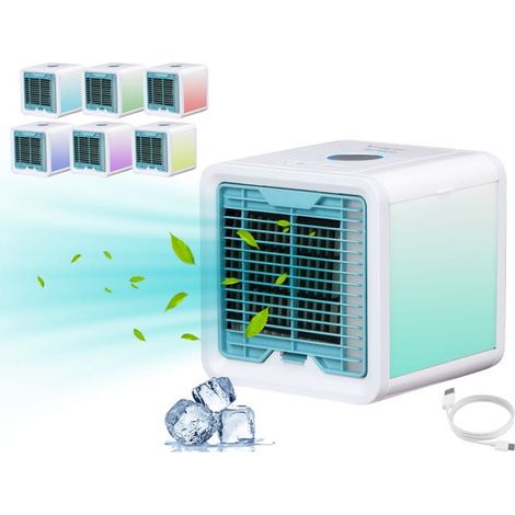 Beper P206RAF200 Mini-Tragbare Klimaanlage, Tischkühler mit Luftbefeuchter, 3-stufigem USB-Ventilator, 7 Chromotherapie-LEDs, Leiser persönlicher Nebelheizer (1/5)