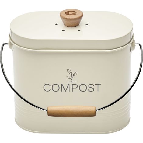 Secchio ovale beige per compost da 3 litri con filtro - 040623 - Guillouard