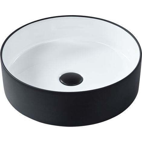 Aufsatzwaschbecken TEBAR ⌀ 40 cm Keramik Schwarz / Weiß