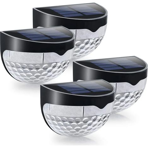 Luces solares para exteriores, luces solares LED, iluminación exterior, luz de pared solar de seguridad, aplique solar impermeable para jardín, camino, valla, pared, garaje (juego de 4)