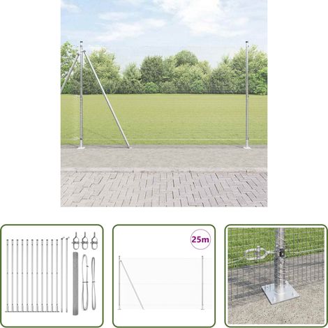 vidaXL Clôture moderne - Poteau de clôture. Argenté 25 x 1,6 m (grillage 16 x 16 mm) (1/5)