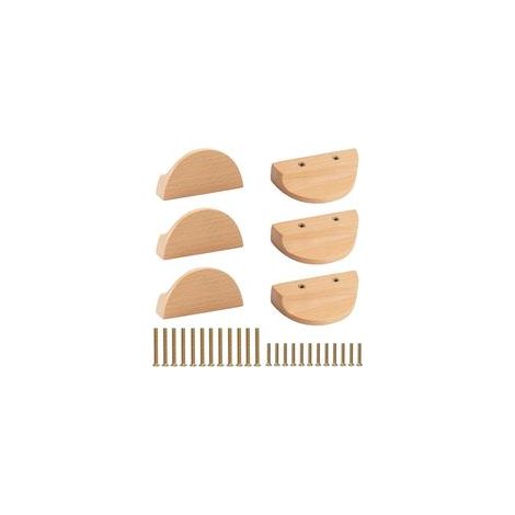 Poignées de tiroir demi-lune, 6 pièces en bois de hêtre semi-circulaires pour armoire, quincaillerie de tiroir en bois double trou pour tiroir de placard (1/5)