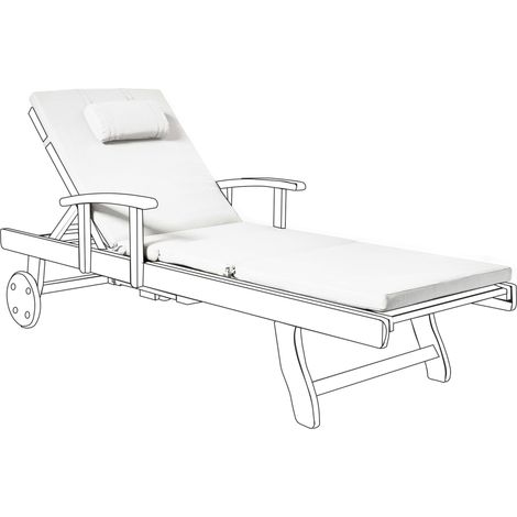 Garden Sun Lounger Cushion Off-White Fabric Polyester Seat Backrest Pad Modern Design Outdoor Pad TOSCANA/JAVA/AMANTEA PREMIUM