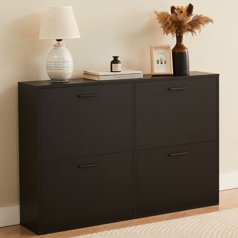 CASABEL Meuble à Chaussures 24 paires, Console Compacte, Noir
