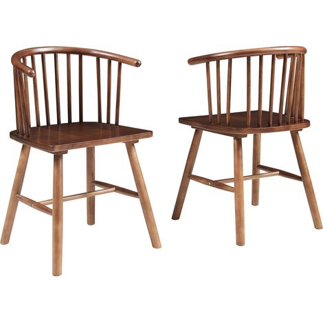 Esszimmerstuhl Stami 2er Set Holz Walnussoptik [en.casa]