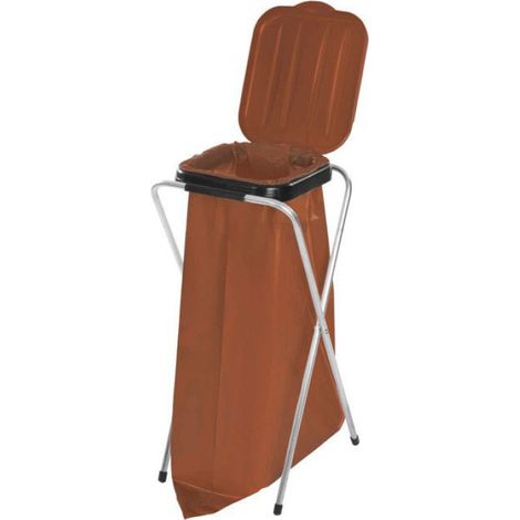 Support Pour Sacs - 120 L - Tri Déchets Organiques - Intérieur - Marron - Dimensions 350x360x740 mm (1/4)
