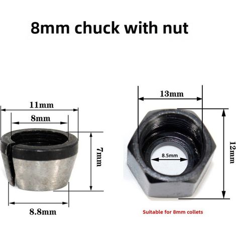 Accessoires pour fraiseuse à bois, mandrin de machine à rogner, tête de conversion, accessoires pour fraiseuse, manchon de 6 mm, 1/4, 8 mm, mandrin (8 mm) (1/5)