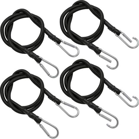 Juego de 6 cuerdas elásticas con ganchos, cuerda elástica con ganchos metálicos para asegurar lonas en exteriores, sujeción de carga de motocicletas (1/5)