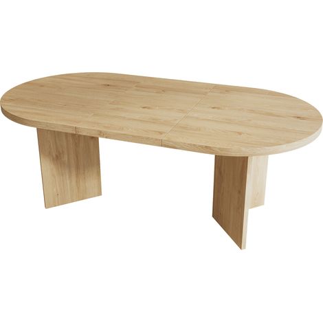 Mesa de comedor 160 x 80 cm para 6-8 personas, tablero de 18 mm, esquinas redondeadas, color roble (1/5)