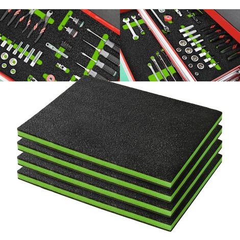 Set of 4 Foam Inserts for Toolboxes, Black and Green Polyethylene, 40.6 x 30.4 cm, Precise Storage (1/5)