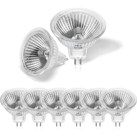 Pack de 8 Ampoule Halogène MR16 35W 12V GU5.3 Dimmable Blanc Chaud 2800K pour Plafonnier Encastré