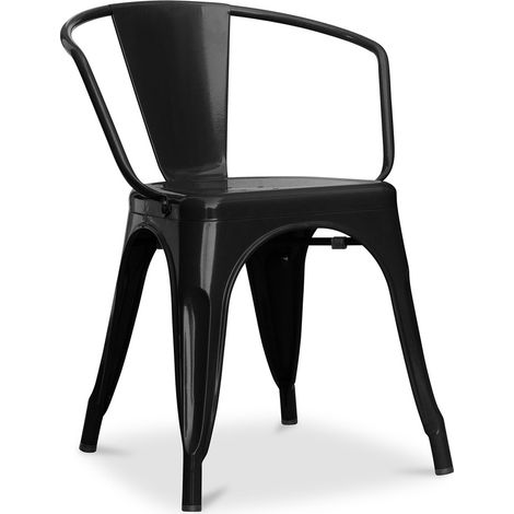 Dining Chair with Armrests - Industrial Design - Steel - New Edition - Stylix Black (1/5)