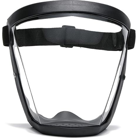 Masque facial super protecteur, masque antibuée, masque facial transparent pour adulte, masque facial en plastique (noir) (1/4)