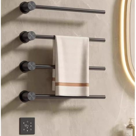 Elektrischer Handtuchwärmer, mattschwarz, wandmontierter Handtuchhalter mit intelligenter Touchscreen-Leiste für Bad, Küche und Wohnzimmer, luxuriöses Spa-Erlebnis (1/5)
