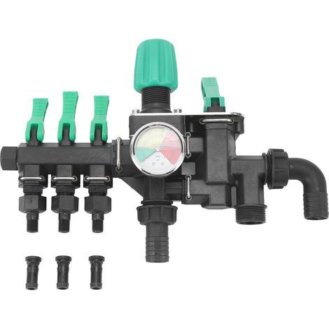 Pflanzenschutzmittel-Sprühgerät-Abscheider mit Absperrventil und Manometer 3-Wege-Schlauchverteiler für Tierhaltung und Aquakultur (1/4)