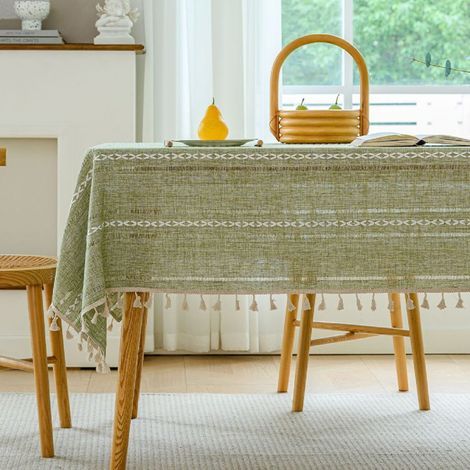 Nappe de Table 180x120cm Nappe Rectangle en Lin de Coton Nappe de Table en Lin de Coton épais Housse de Table Anti-poussière pour la Couverture de Table de fête Cuisine à Manger (1/5)