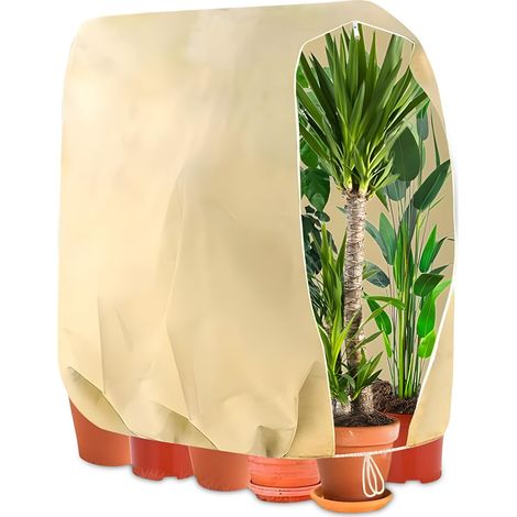 Housse hivernage plante 160x240cm - Voile hivernage exterieur 80g/m², avec fermeture éclair et cordon de serrage, protection plante réutilisable (1/5)