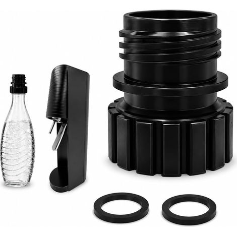 Adaptateur pour Bouteille Verre Compatible avec Crystal 3.0, Duo, Terra et Art, Raccord pour Bouteille en Verre Type Crystal 0,7/0,75 L, Accessoire Machine à Eau Pétillante, Noir (1/5)