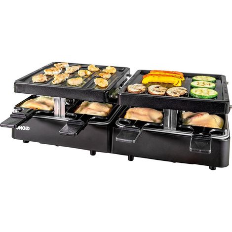 Raclette extensible 8 personnes – Puissance 1300W – Dimensions 70,4x22,6cm – Pieds antidérapants – Compartiment de rangement – 48755 – Unold (1/3)
