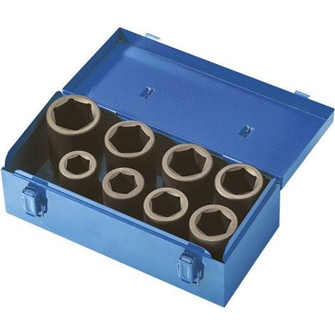 Jeu de 8 douilles hexagonales 26 - 38 mm a impact 3/4 Fervi si4e2n008