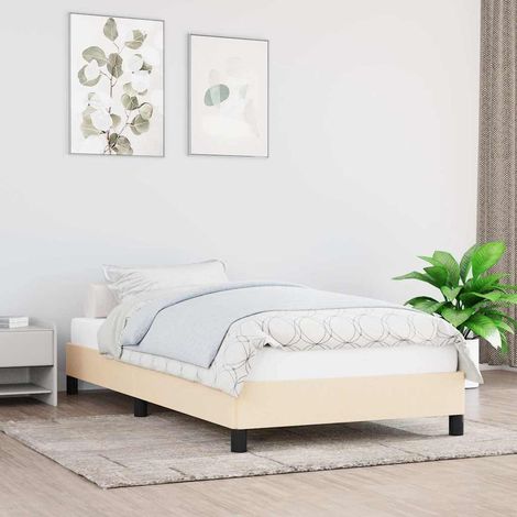 Lit simple pour adulte Moderne - Cadre de lit - Crème 90x190 cm Tissu BV440061 - BonneVie (1/5)