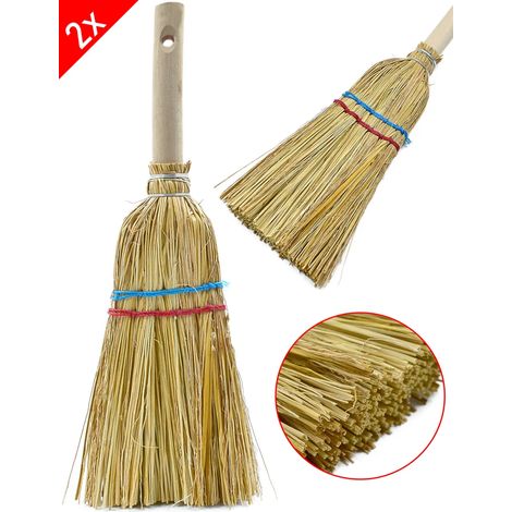 2 balais en paille de riz, balai à main, balai en paille, balai de sorcière, balai ménager, balai de voiture (1/5)